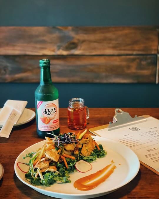 A plated dish with Korean soju at ANJU